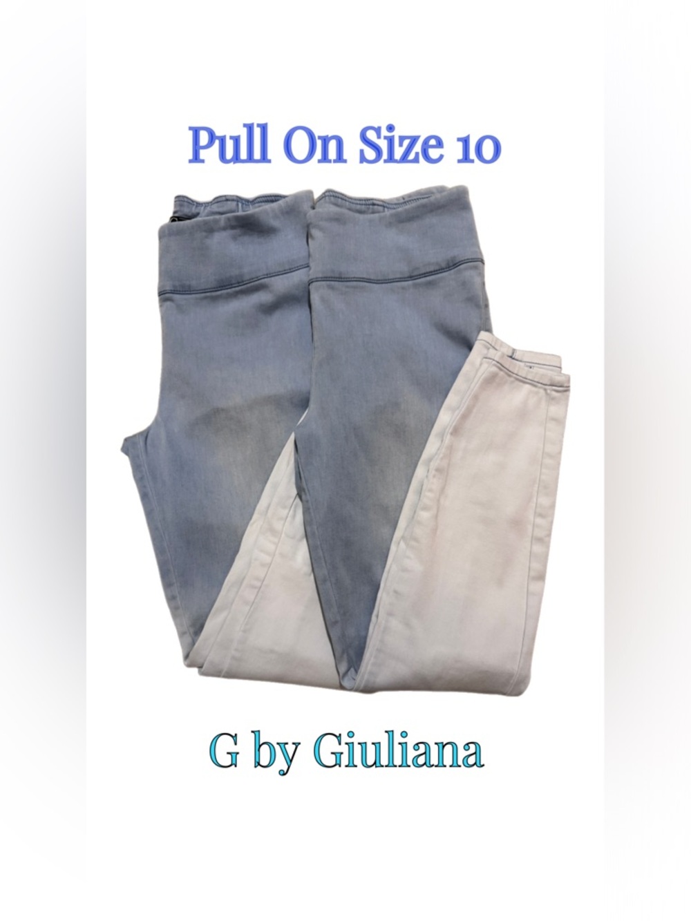 G by Giuliana Two-Tone Light Blue and White Pull-On Jeggings